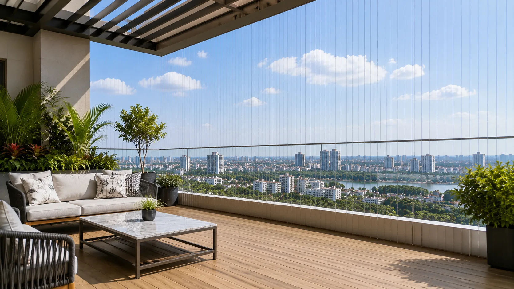 High Rise Balcony Invisible Grills